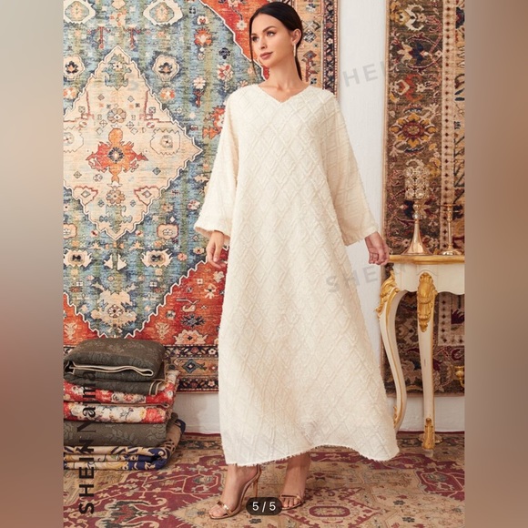 SHEIN NAJMA V-neck Bell sleeve Textured Dress - Picture 11 of 11